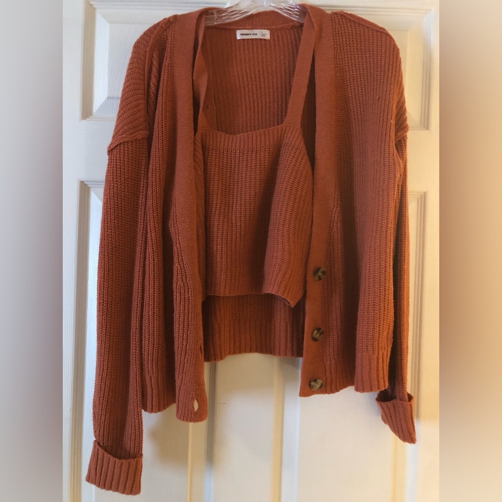 Cardigan set burnt orange
